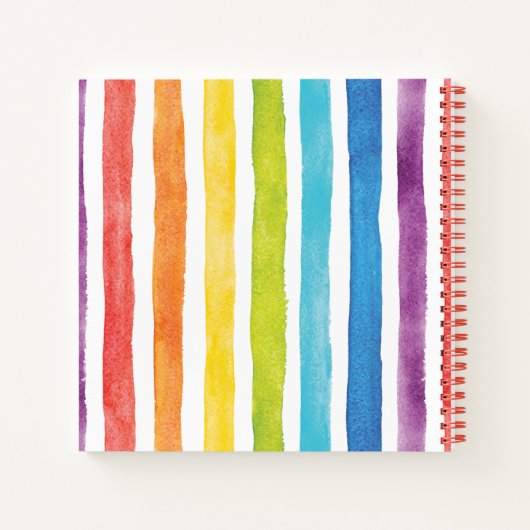 Waterverf Rainbow Stripes Monogram Script Name Notitieboek (Achterkant)