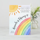 Waterverf Rainbow Sunshine Verjaardag Kaart (Staand voorkant)