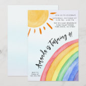 Waterverf Rainbow Sunshine Verjaardag Kaart (Voorkant / Achterkant)