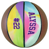 Waterverf Rainbow Swirl, gepersonaliseerd Basketbal (Verticaal)