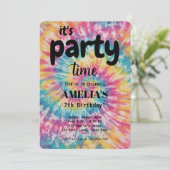 Waterverf Rainbow Tie Dye grillige Kids Verjaardag Kaart (Staand voorkant)