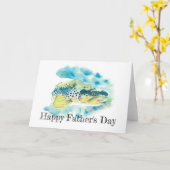 Waterverf Rainbow Trout Vaderdag Kaart (Gele Bloem)