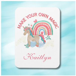 Waterverf Rainbow Unicorn Naam Magic Message Magneet