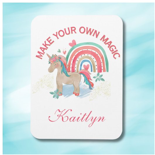 Waterverf Rainbow Unicorn Naam Magic Message Magneet