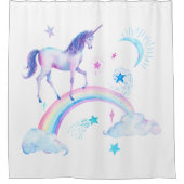 Waterverf Rainbow Unicorn Showgordijn Douchegordijn (Voorkant)