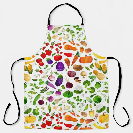 Waterverf Rainbow Vegetables Veggie Pattern Schort (Voorkant)