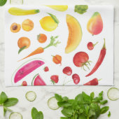 Waterverf Rainbow Veggies op de boerenmarkt Theedoek (Gevouwen)