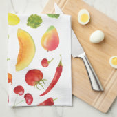 Waterverf Rainbow Veggies op de boerenmarkt Theedoek (Quarter Fold)