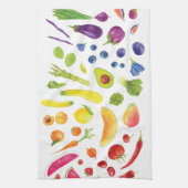 Waterverf Rainbow Veggies op de boerenmarkt Theedoek (Verticaal)