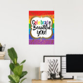 Waterverf Rainbow w Gold Celebrate You Diversity Poster (Thuiskantoor)