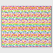 Waterverf Rainbow Wavy Lines op wit Cadeaupapier (Vlak)