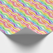 Waterverf Rainbow Wavy Lines op wit Cadeaupapier (Hoek)
