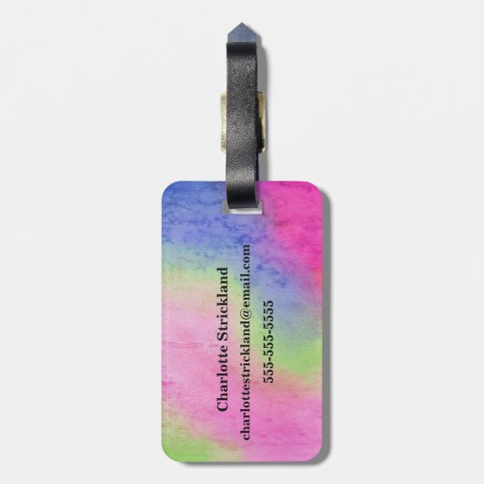 Waterverf Rainbow Yarn Joke Bagagelabel (Achterkant verticaal)