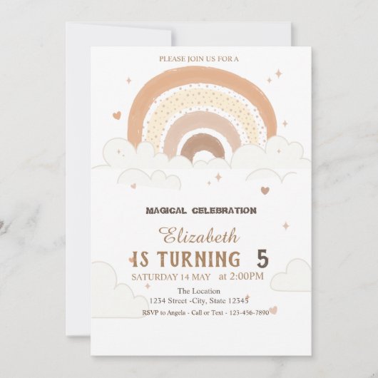 Waterverf Rainbows Clouds Birthday Uitnodiging (Voorkant)