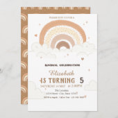 Waterverf Rainbows Clouds Birthday Uitnodiging (Voorkant / Achterkant)