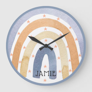 Waterverf Rainbows & Sterren Gepersonaliseerd Grote Klok