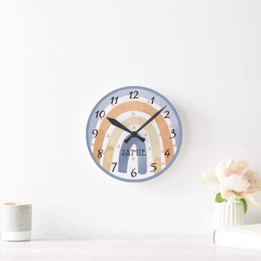Waterverf Rainbows & Sterren Gepersonaliseerd Ronde Klok (Huis)