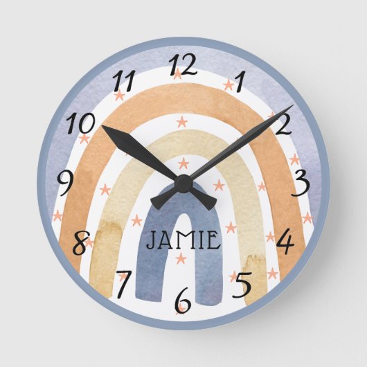 Waterverf Rainbows & Sterren Gepersonaliseerd Ronde Klok (Voorkant)