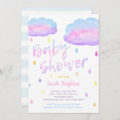 Waterverf Raindrop Baby shower Invitation Kaart (Voorkant / Achterkant)