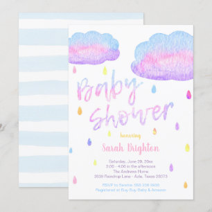 Waterverf Raindrop Baby shower Invitation Kaart