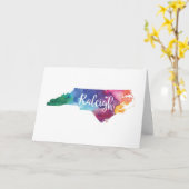 Waterverf Raleigh, North Carolina Kaart (Gele Bloem)