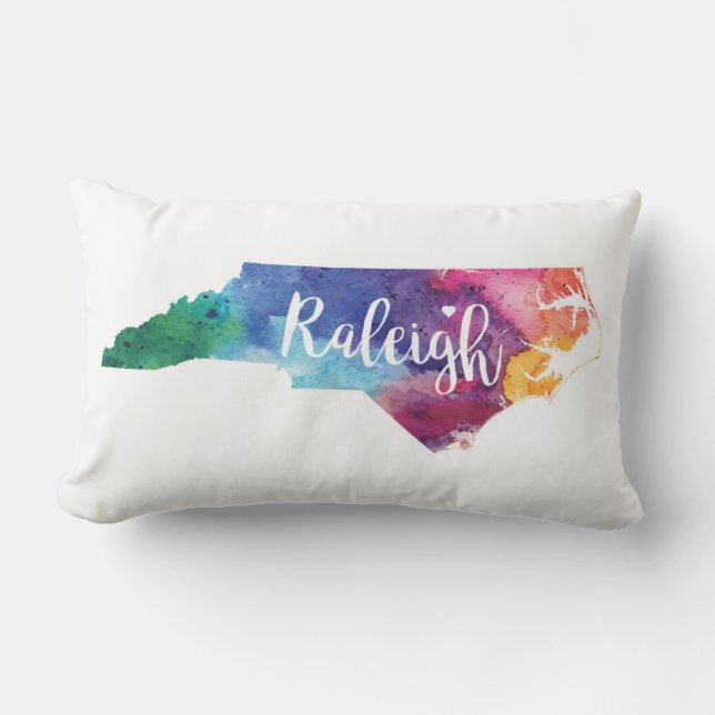 Waterverf Raleigh, North Carolina Kussen (Voorkant)