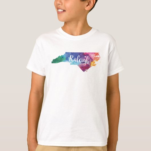 Waterverf Raleigh, North Carolina T-shirt (Voorkant)