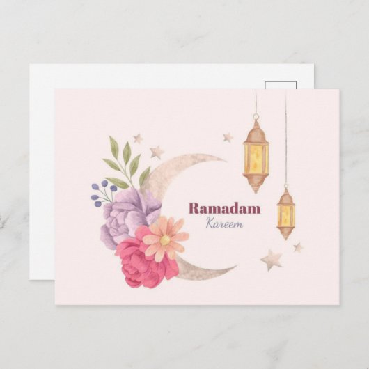 Waterverf Ramadan Kareem Briefkaart (Voorkant / Achterkant)