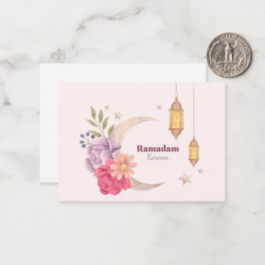 Waterverf Ramadan Kareem Notitiekaartje (Voorkant / Achterkant in situ)