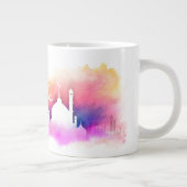 Waterverf Ramadan Mosque Sinaasappels en Purples Grote Koffiekop (Rechts)