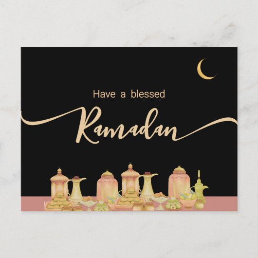 Waterverf Ramadan Mubarak | Ramadan Kareem Briefkaart (Voorkant)