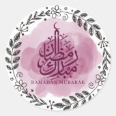 Waterverf Ramadan Mubarak Ronde Sticker (Voorkant)