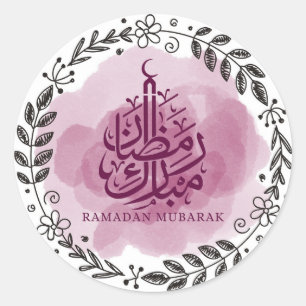 Waterverf Ramadan Mubarak Ronde Sticker