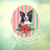 Waterverf rand collie met Poinsettia Custom Raamsticker (Vel 3)