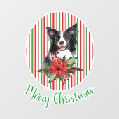 Waterverf rand collie met Poinsettia Custom Raamsticker (Vel)