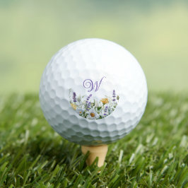 Waterverf Rand Monogram met Wilde Bloemen Golfballen