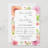 Waterverf Ranunculus Flower Wedding Invitation Kaart (Voorkant)
