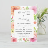 Waterverf Ranunculus Flower Wedding Invitation Kaart (Staand voorkant)