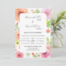 Waterverf Ranunculus Flower Wedding Invitation Kaart