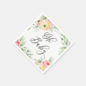 Waterverf Ranunculus Flowers Spring Baby shower Servet (Hoek)