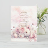 Waterverf Ranunculus Huwelijksuitnodiging Kaart (Staand voorkant)