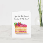 Waterverf Raspberry Cake Jubileum Vrouw Kaart (Voorkant)