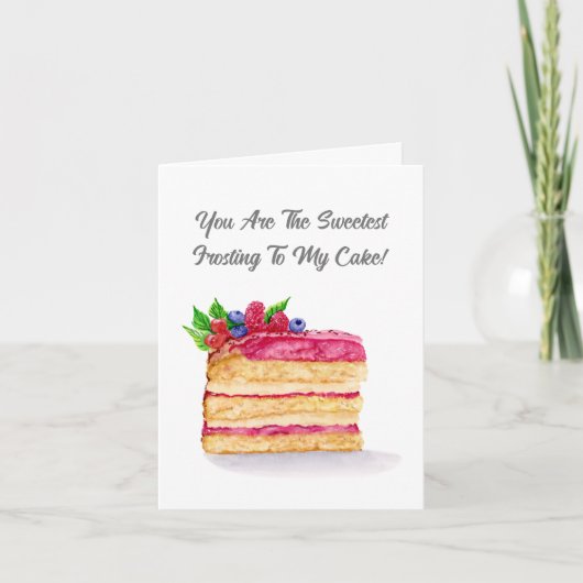 Waterverf Raspberry Cake Jubileum Vrouw Kaart (Voorkant)