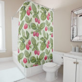 Waterverf Raspberry Naadloos Patroonontwerp Douchegordijn (In situ)