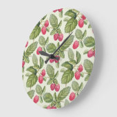 Waterverf Raspberry Naadloos Patroonontwerp Grote Klok (Hoek)