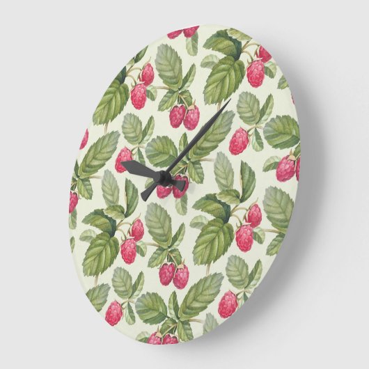 Waterverf Raspberry Naadloos Patroonontwerp Grote Klok (Hoek)