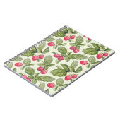 Waterverf Raspberry Naadloos Patroonontwerp Notitieboek (Linkerzijde)