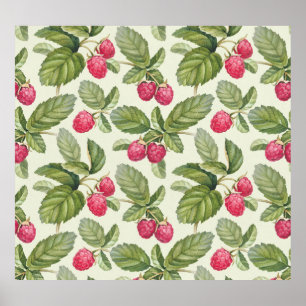 Waterverf Raspberry Naadloos Patroonontwerp Poster