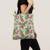 Waterverf Raspberry Naadloos Patroonontwerp Tote Bag (Dichtbij)