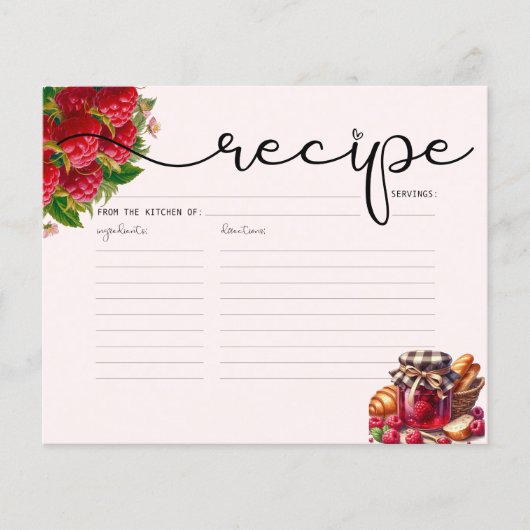 Waterverf Raspberry Recept Kaart (Voorkant)